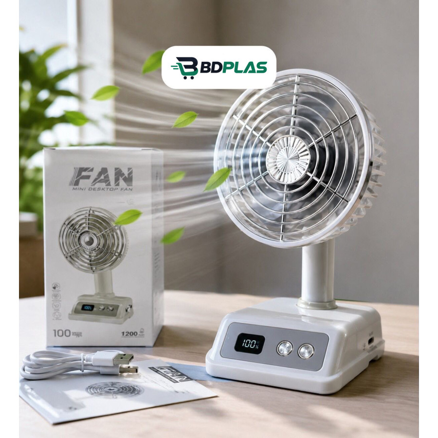 Rechargeable Mini Desktop Fan with LCD Display — image 1