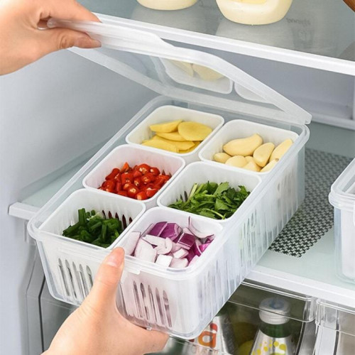 6-Grid Fridge Organiser Box with Lid