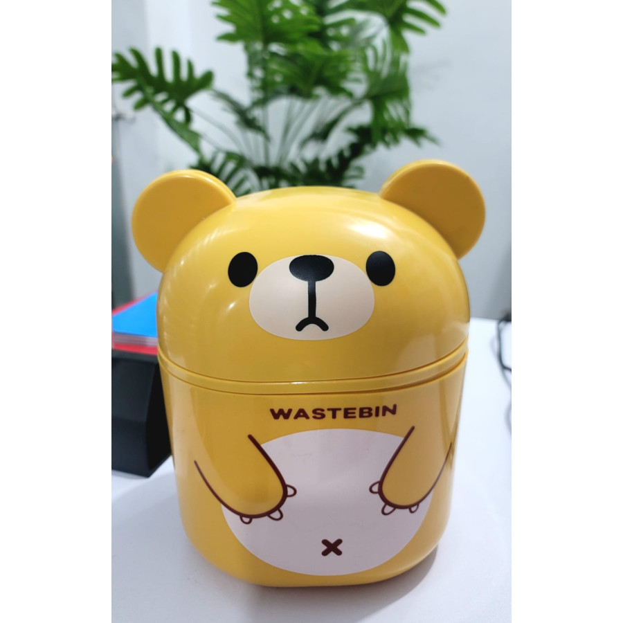Cute Bear Desk Waste Bin with Lid — image 1