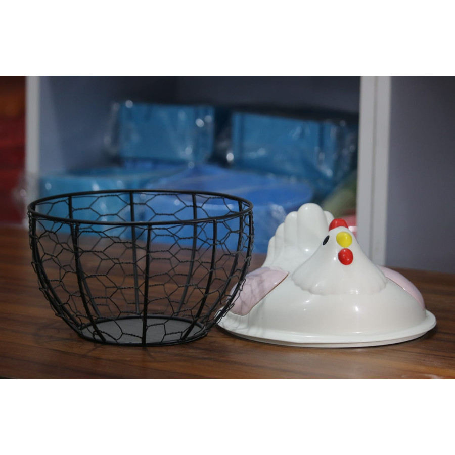 Hen Design Egg Basket with Ceramic Lid — image 3