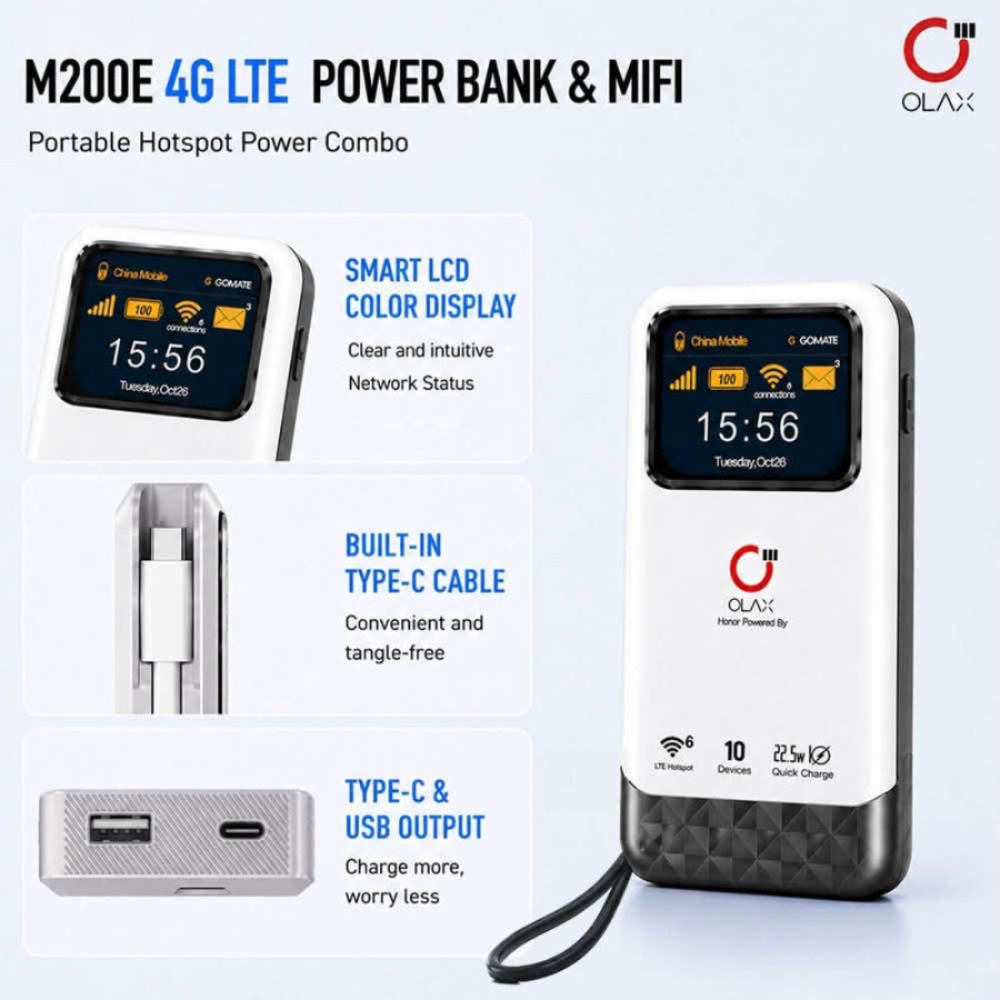 OLAX M200E GoMate 4G Pocket WiFi with 10000mAh Power Bank — image 3