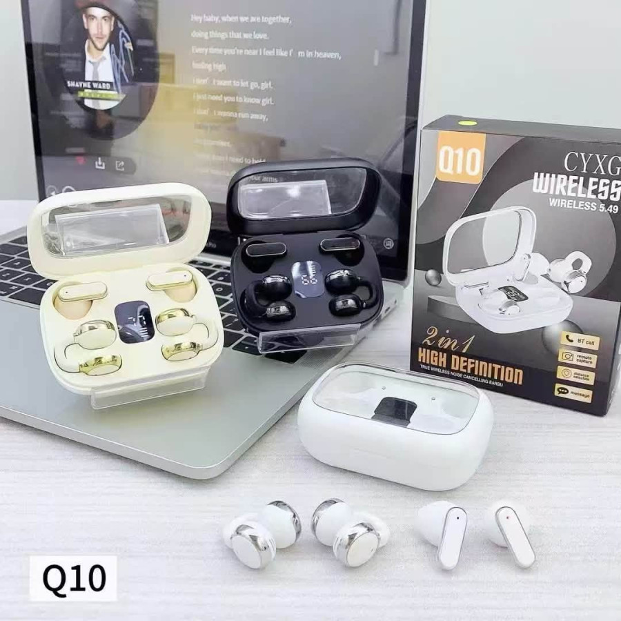 Q10 2-in-1 TWS Earbuds with Transparent Case — image 1