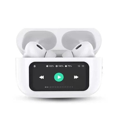 A9 Pro Touch Screen ANC Earbuds (White)