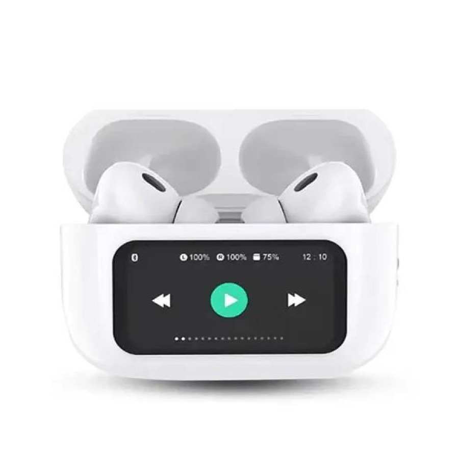 A9 Pro Touch Screen ANC Earbuds (White) — image 1