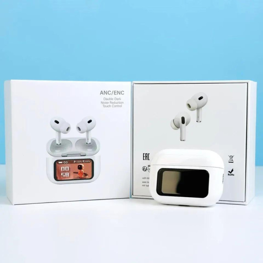 E9 Pro ANC/ENC Earbuds with Display (White) — image 1