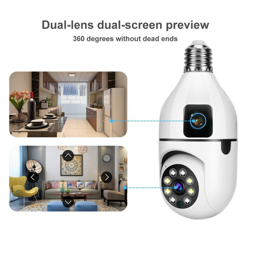 V380 Dual Lens Bulb CCTV Camera — image 1