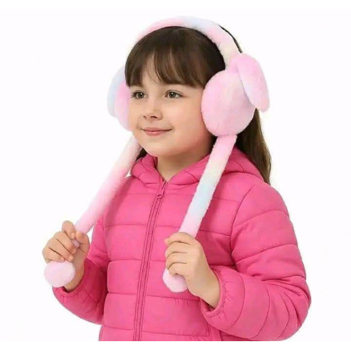 Kids Plush Ear Muffs with Moving Rabbit Ears